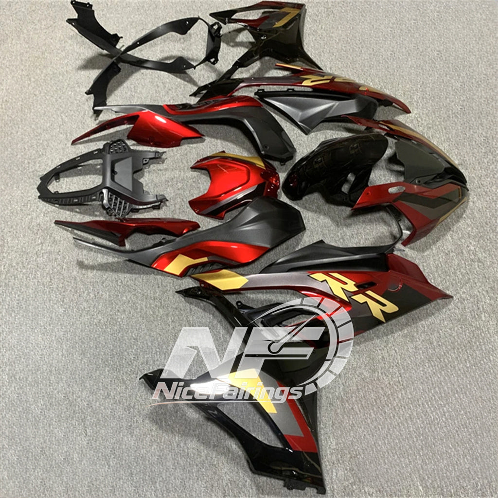 For BMW S1000RR 2019-2022 Red Black Custom Fairings, ABS Replacement Plastics Full Body Kit | NiceFairings - side angle image
