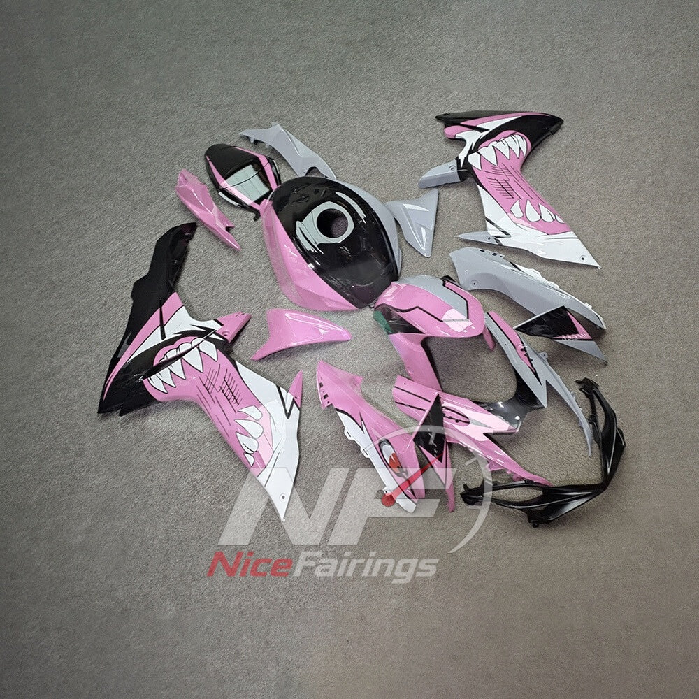 For Suzuki GSX-R600 GSX-R750 K11 2011-2016 Custom Fairings Black Pink ABS Sportbike Plastics | NiceFairings - side angle image