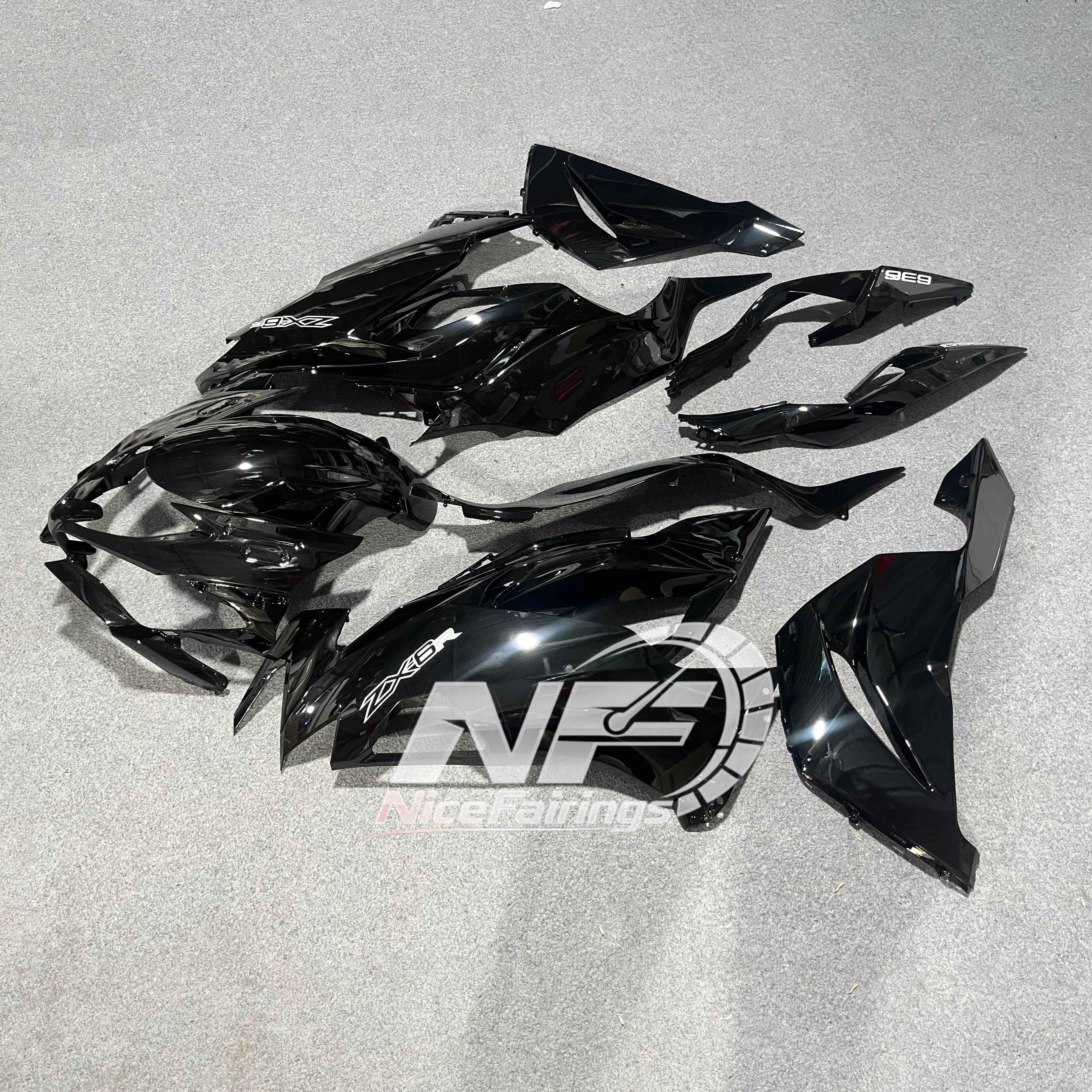 Kawasaki ZX6R 636 Custom Painted ABS Body Kit Race Replica | NiceFairings - side angle image