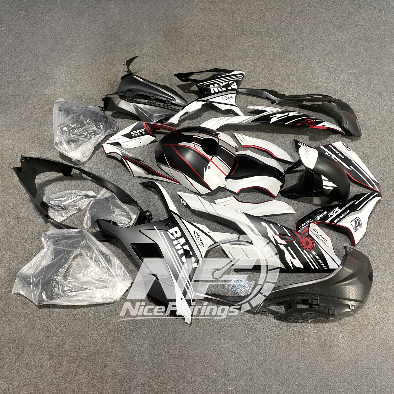 For BMW S1000RR 2019-2022 Full Body Kit Custom Fairings, ABS Replacement Plastics Full Body Kit | NiceFairings - side angle image