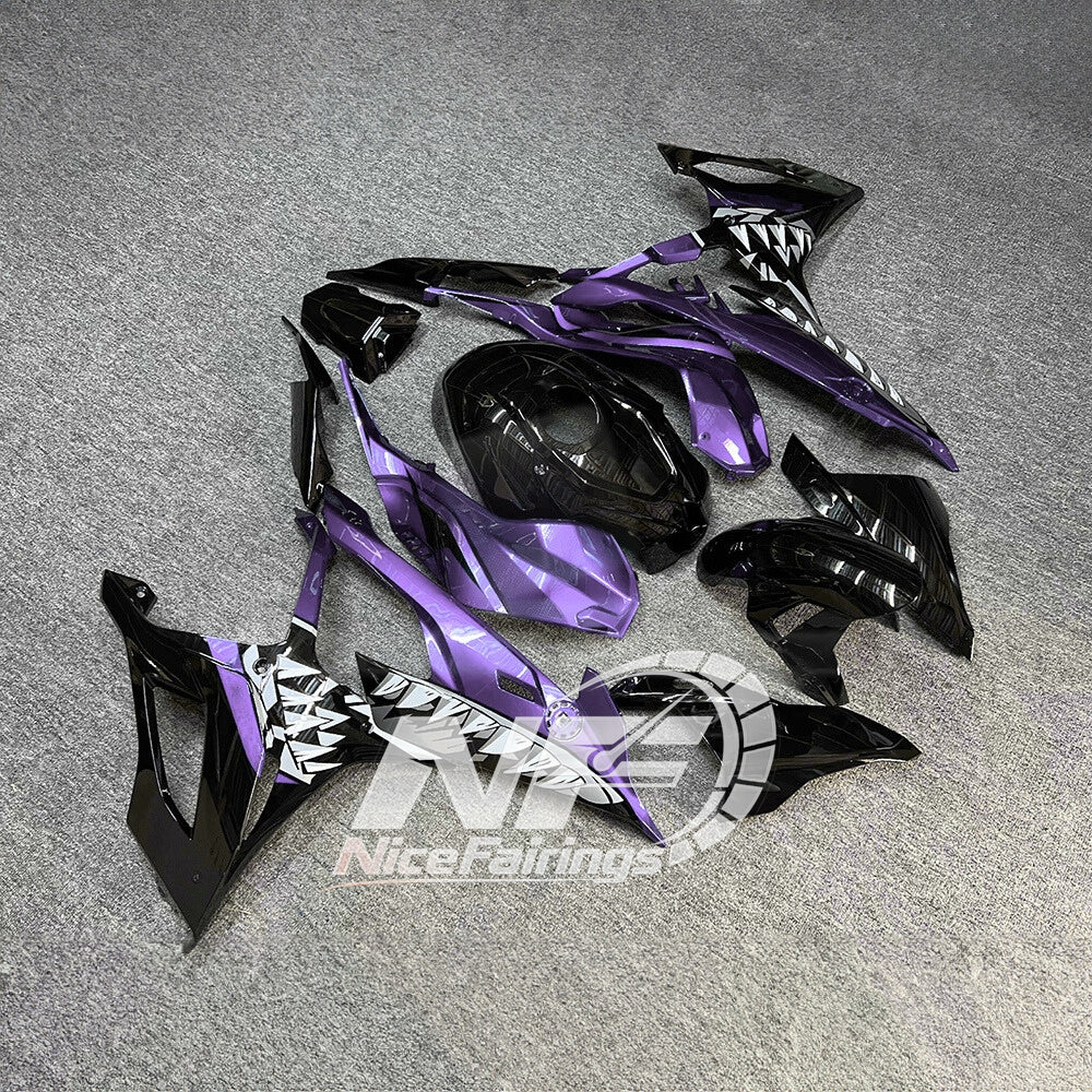 For BMW S1000RR 2019-2022 Grey Blue Premium Edition ABS Fairing Kit, Custom Painted Motorcycle Bodywork | NiceFairings - side angle image
