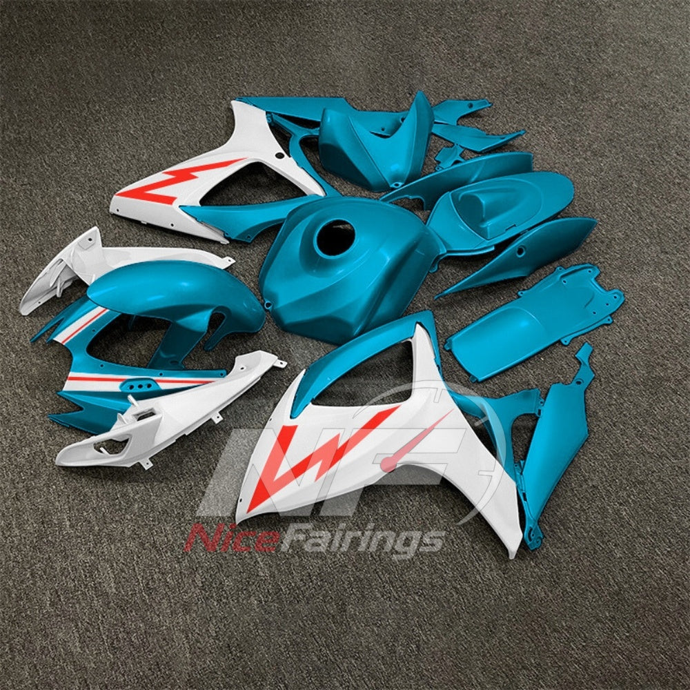 For Suzuki GSX-R600 GSX-R750 K6 2006-2007 Sportbike Fairing Set Teal Custom Painted Plastics | NiceFairings - side angle image