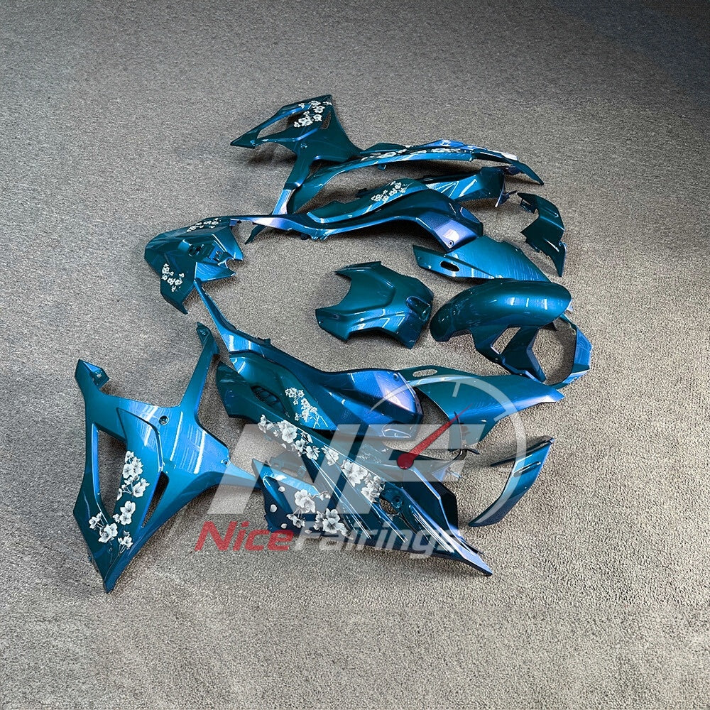 For BMW S1000RR 2023-2024 Blue Black Motorcycle Fairing Kit with Aftermarket Body Panels | NiceFairings - side angle image