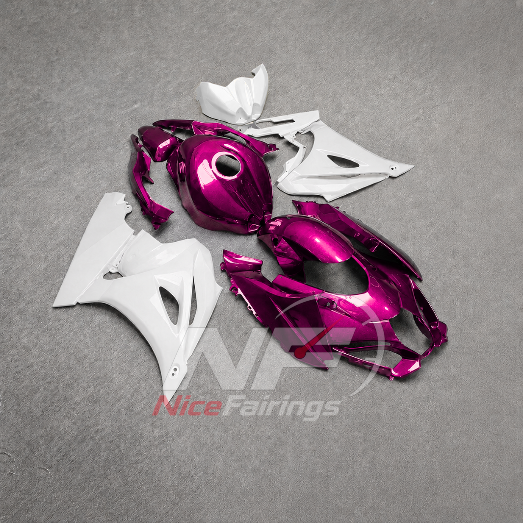 For Suzuki GSX-R1000 K17 2017-2026 Sportbike Fairing Set Pink White Custom Painted Plastics | NiceFairings - side angle image