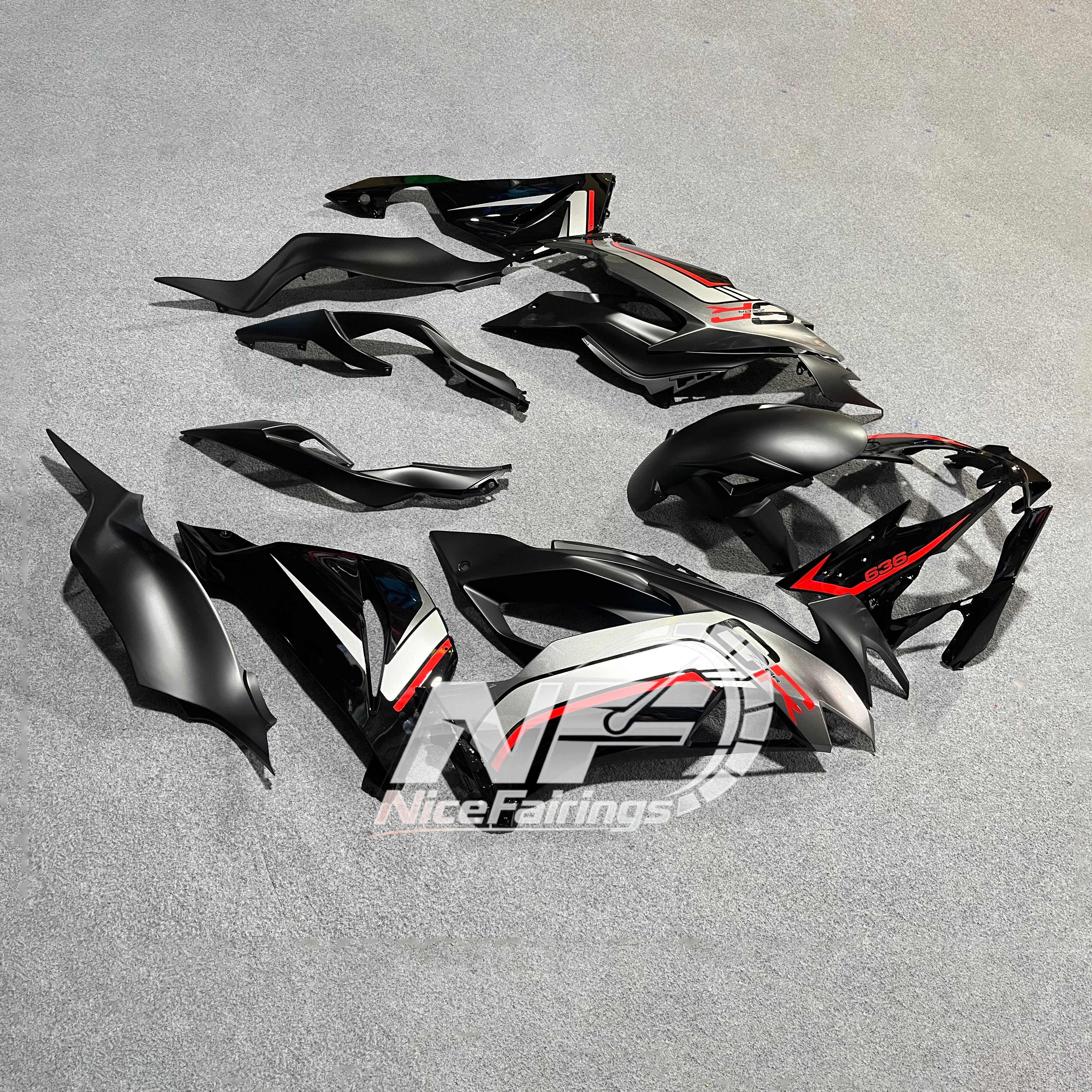 Kawasaki Ninja ZX-6R 636 2019-2023 Custom Fairings Full Body Kit | NiceFairings - side angle image