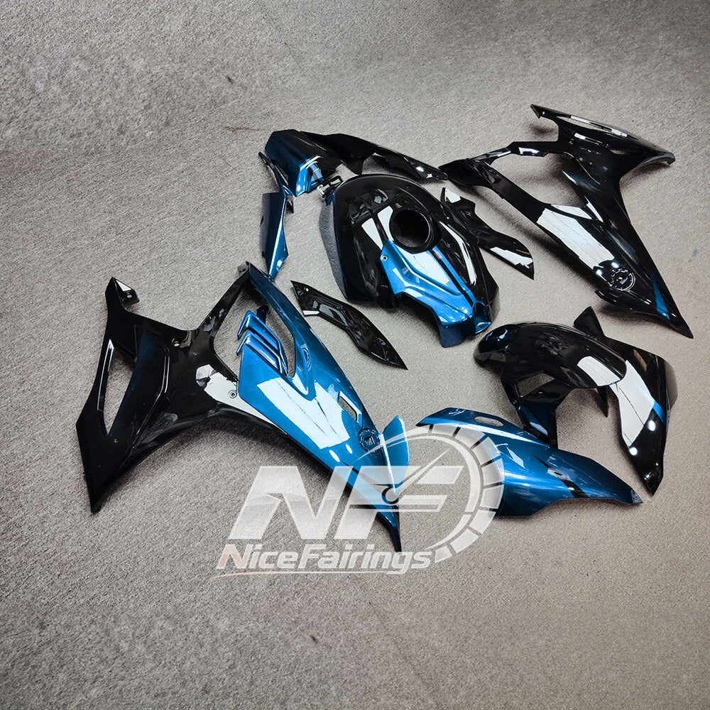 For BMW S1000RR 2019-2022 Grey Blue Tank Cover ABS Fairing Kit, Custom Painted Motorcycle Bodywork | NiceFairings - side angle image