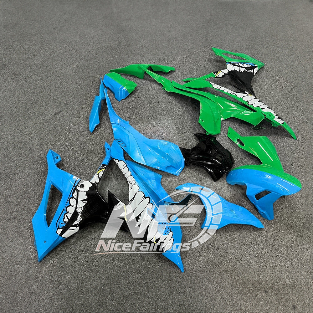 For BMW S1000RR 2019-2022 Stealth Black Custom Fairings, ABS Replacement Plastics Full Body Kit | NiceFairings - side angle image