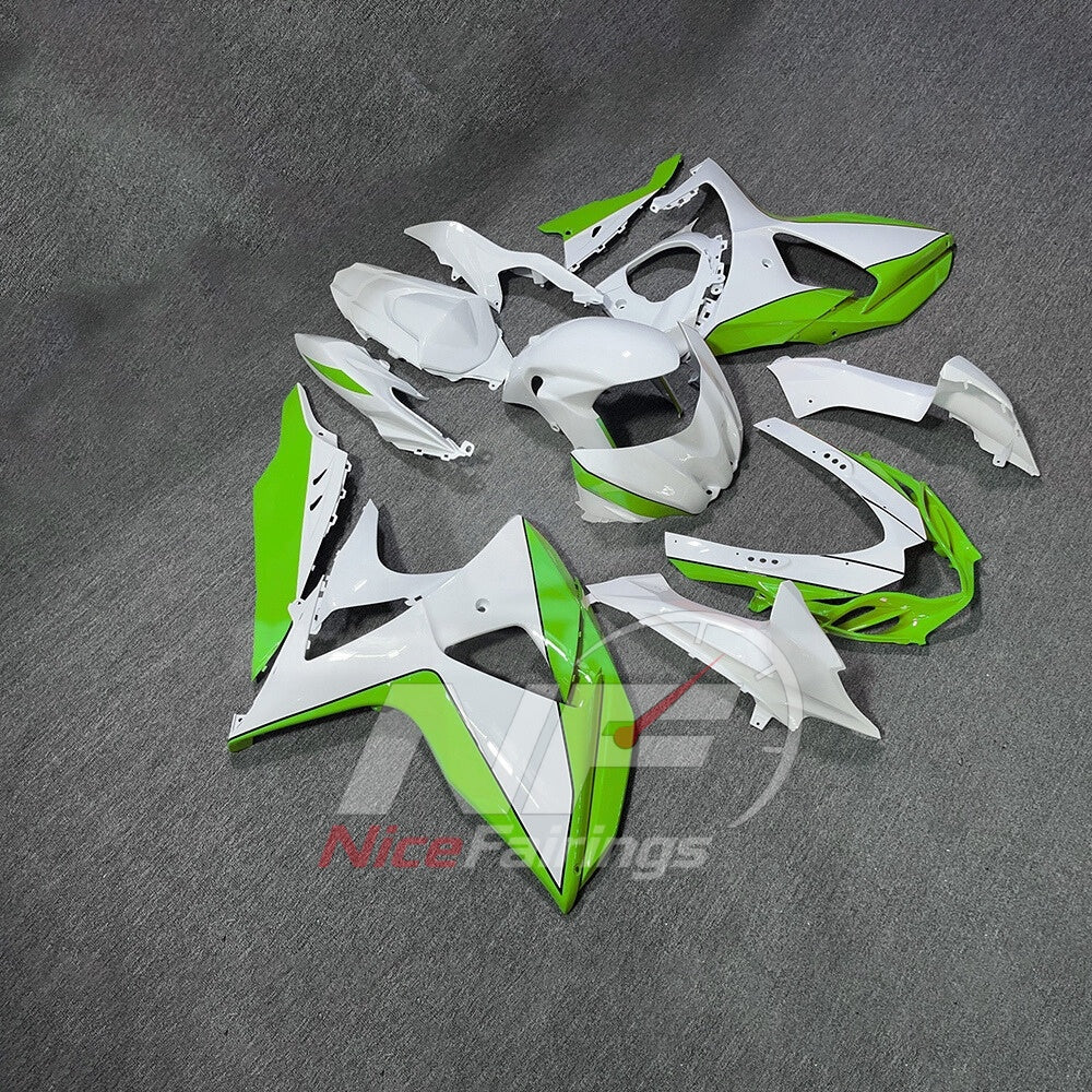 For Suzuki GSXR1000 K17 2017-2026 ABS Fairing Kit Green White Painted Bodywork | NiceFairings - side angle image