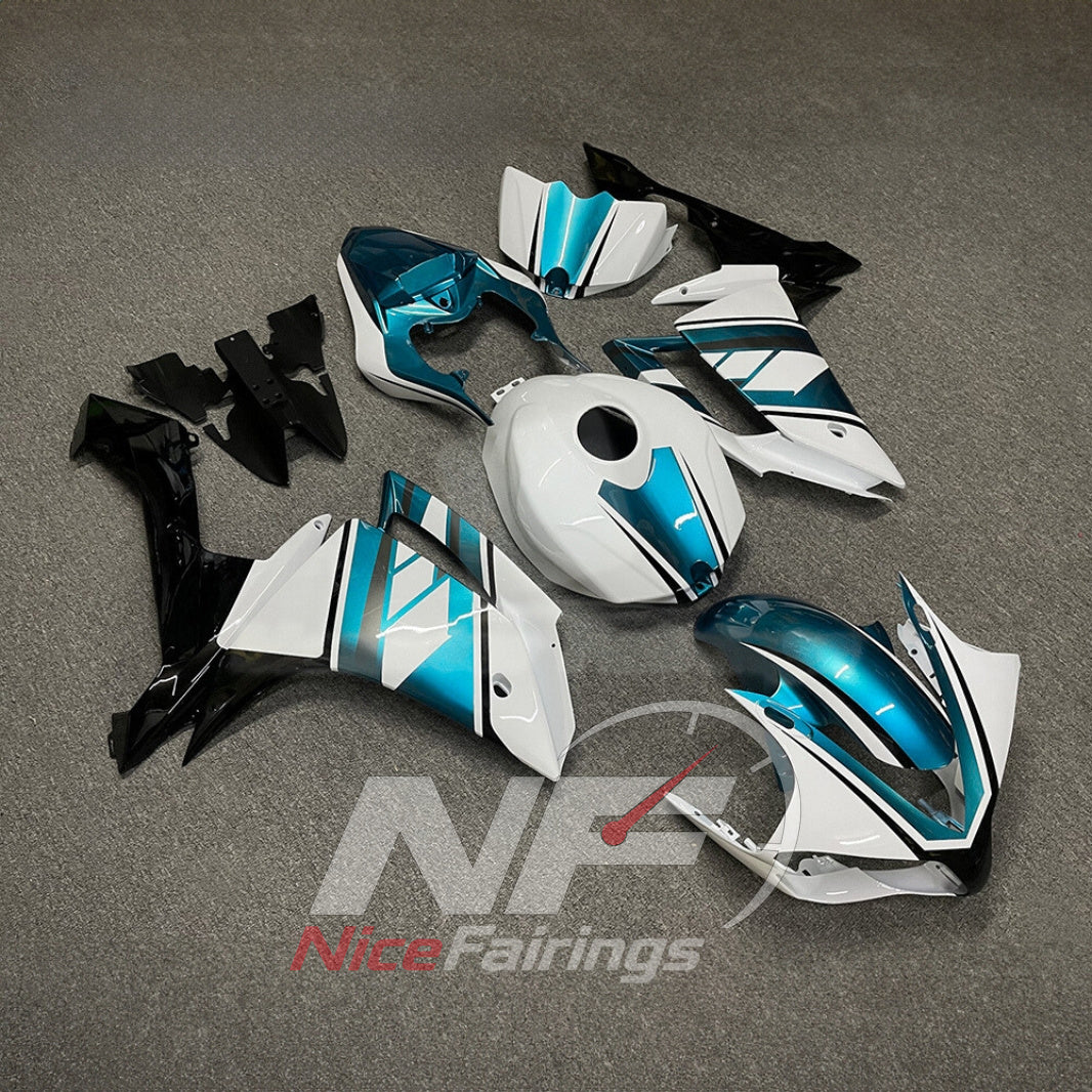 Aftermarket ABS Cowling Set Fits YAMAHA YZF-R1 RN19 2007-2008 - Aqua Graphic | NiceFairings - side angle image