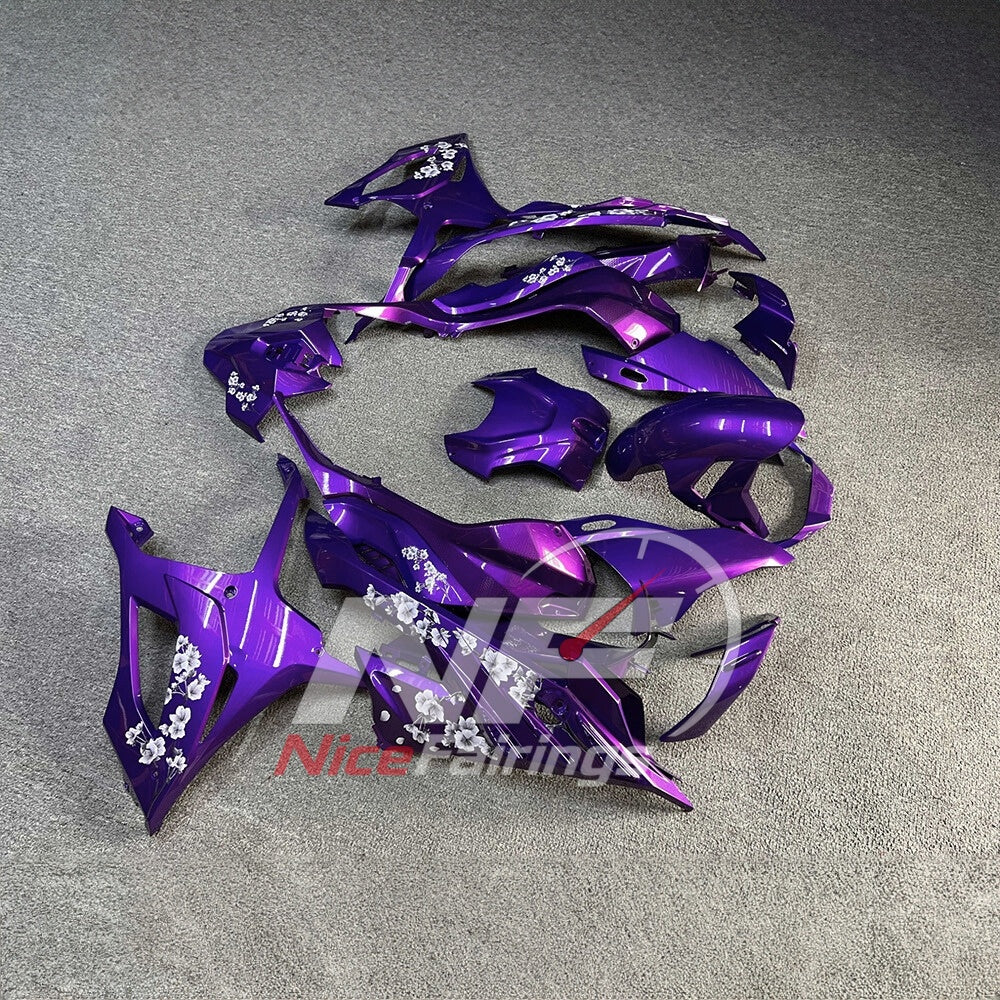 For BMW S1000RR 2023-2024 Purple Black Sportbike Fairing Set with Custom Painted Plastics | NiceFairings - side angle image