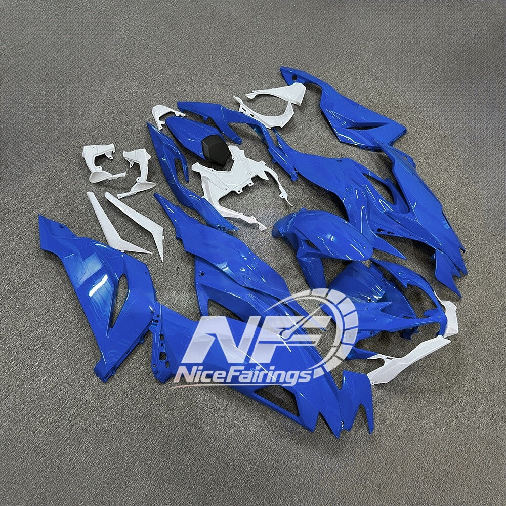 Kawasaki ZX-6R 636 2019-2023 Replacement Fairing Set Blue Silver | NiceFairings - side angle image
