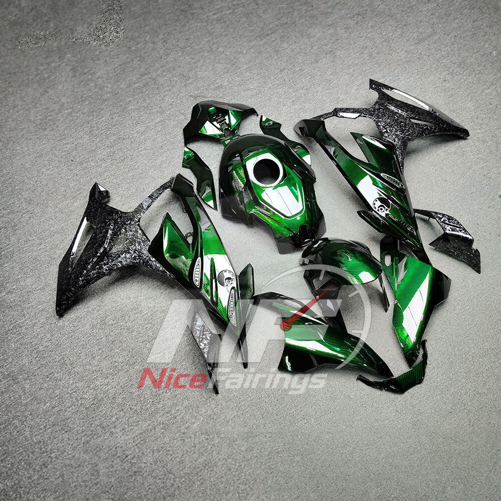 For BMW S1000RR 2023-2024 Green Black ABS Body Kit with Street and Track Fairing Panels | NiceFairings - side angle image