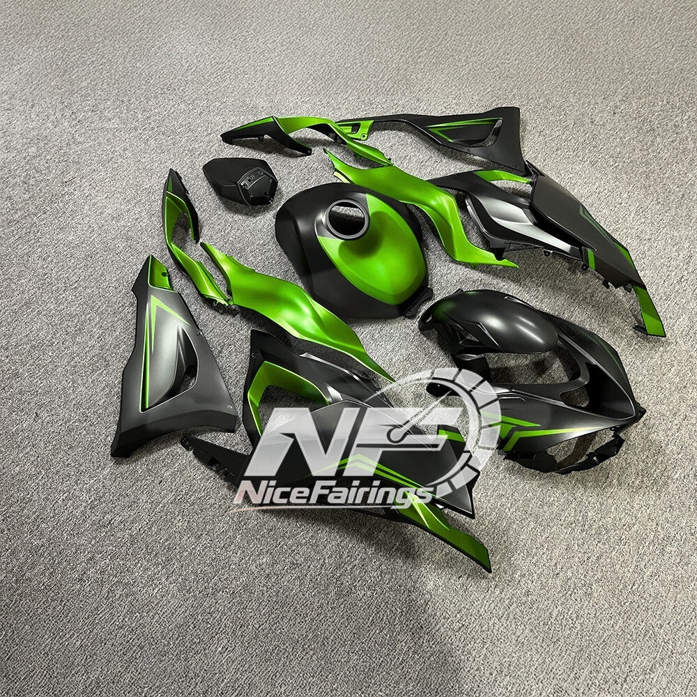For Kawasaki ZX6R 636 Custom Painted ABS Body Kit Lime Green Tank Cover | NiceFairings - side angle image
