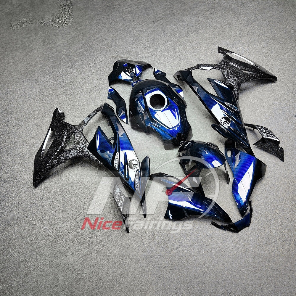 For BMW S1000RR 2023-2024 Blue Black ABS Fairing Kit with Painted Bodywork and Replacement Panels | NiceFairings - side angle image