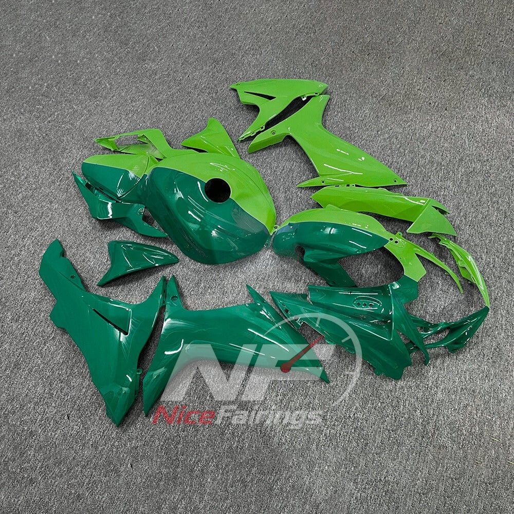For Suzuki GSX-R600 GSX-R750 K11 2011-2016 Sportbike Fairing Set Green Black Custom Painted Plastics | NiceFairings - side angle image