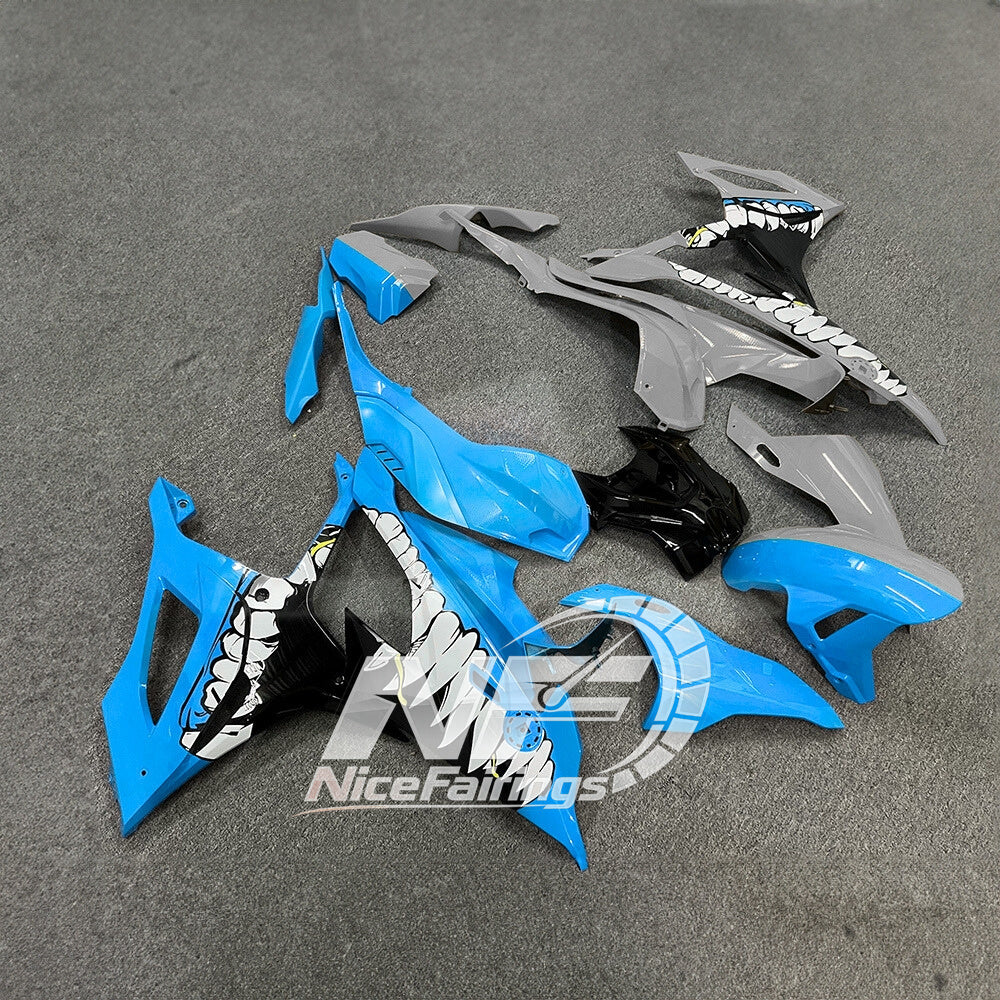 For BMW S1000RR 2019-2022 White Red Full Fairing Kit, Painted ABS Motorcycle Plastics | NiceFairings - side angle image