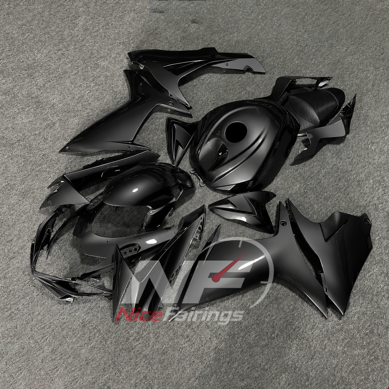 For Suzuki GSX-R600 GSX-R750 K11 2011-2016 Custom Fairings Black ABS Sportbike Plastics | NiceFairings - side angle image