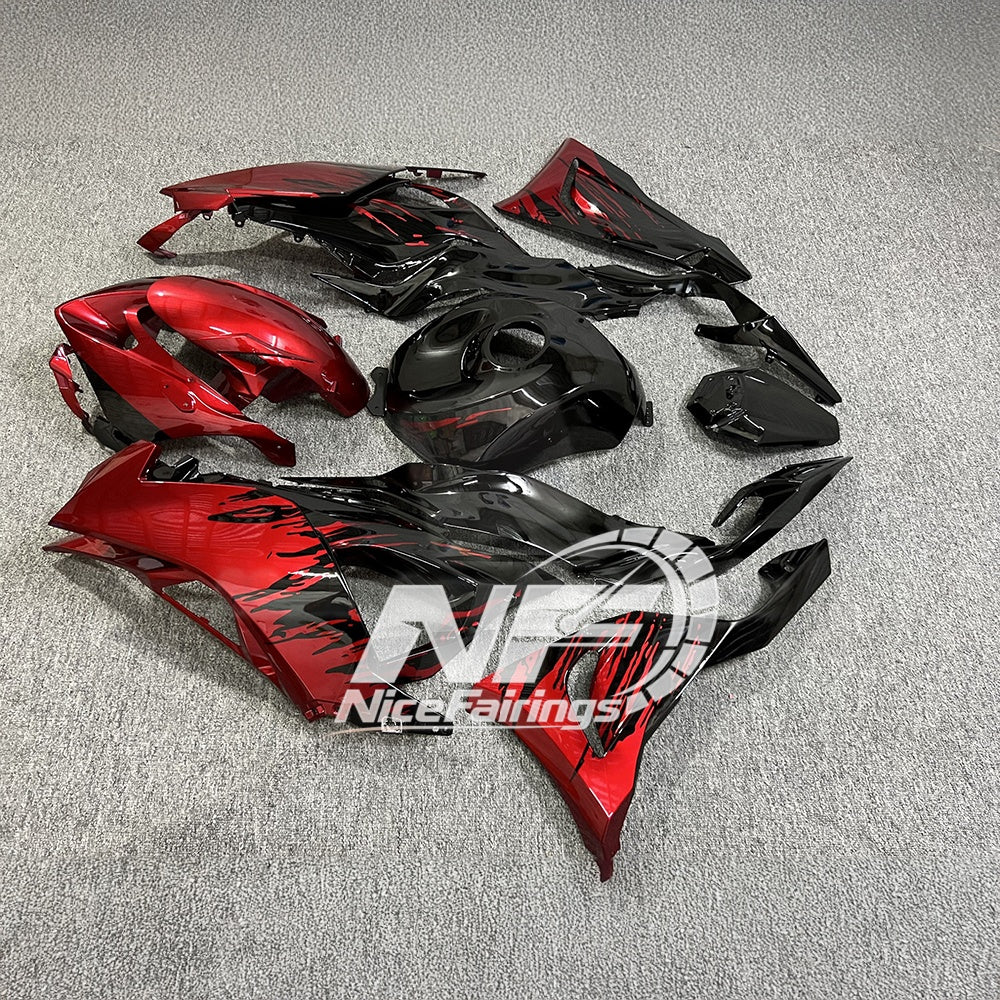 For Kawasaki ZX6R 636 2024-2025 ABS Fairing Kit Green Black Premium Edition | NiceFairings - side angle image