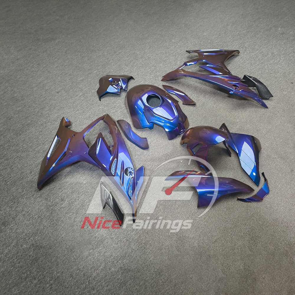 For BMW S1000RR 2023-2024 Blue Black Custom Fairings with ABS Sportbike Plastics and Full Body Kit | NiceFairings - side angle image