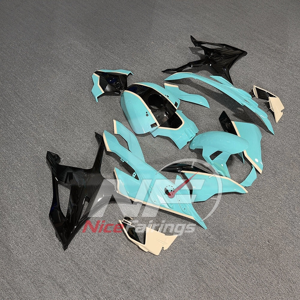 For BMW S1000RR 2023-2024 Teal Black Painted ABS Fairings with Complete Replacement Bodywork | NiceFairings - side angle image