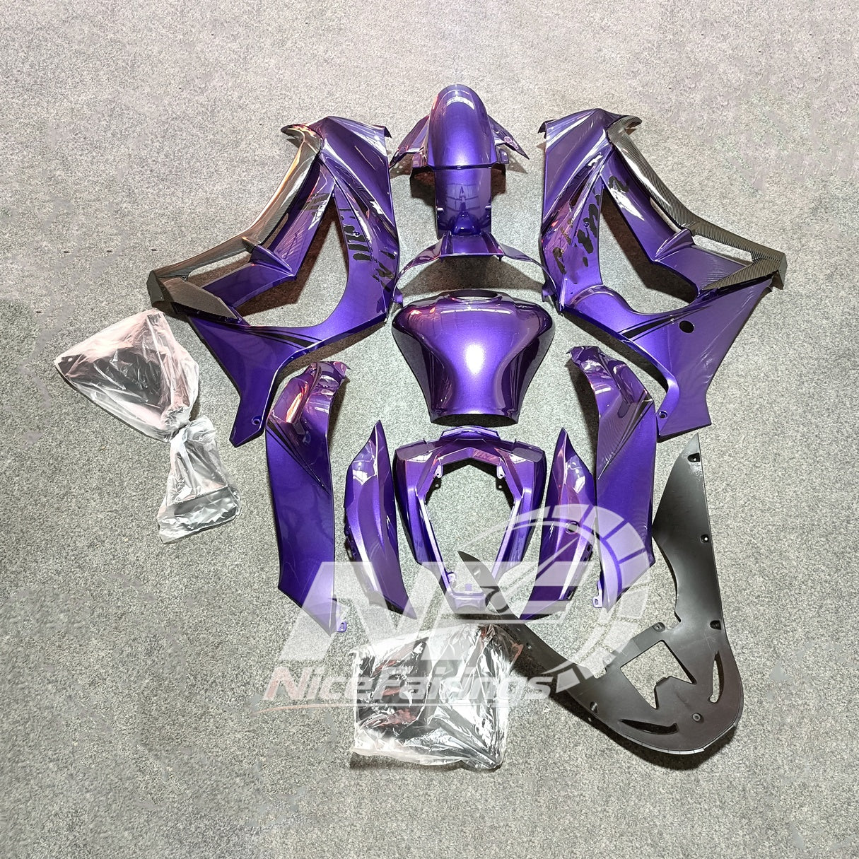 Ninja ZX10R 2011-2015 Custom Painted Replacement Plastics | NiceFairings - side angle image