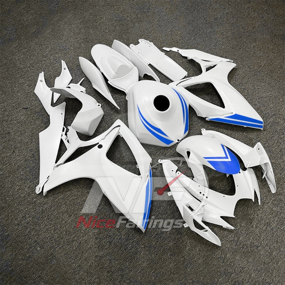 For Suzuki GSXR600 GSXR750 K6 2006-2007 ABS Body Kit White Street Track Fairings | NiceFairings - side angle image