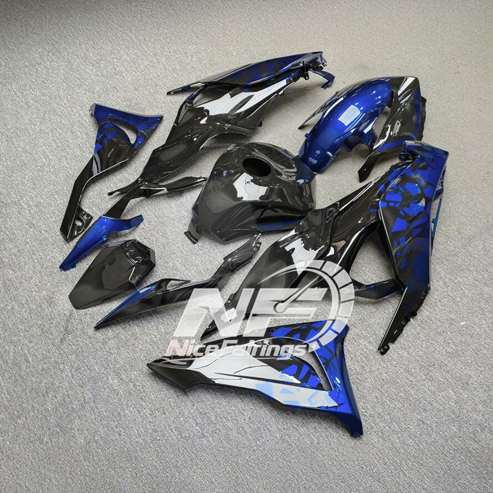 For Kawasaki ZX6R 636 Custom Painted ABS Body Kit Blue Silver Special Edition | NiceFairings - rear angle image