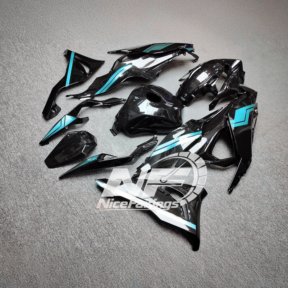 For Kawasaki Ninja ZX6R 636 2024-2025 Sportbike Plastics Green Black Tank Cover | NiceFairings - rear angle image