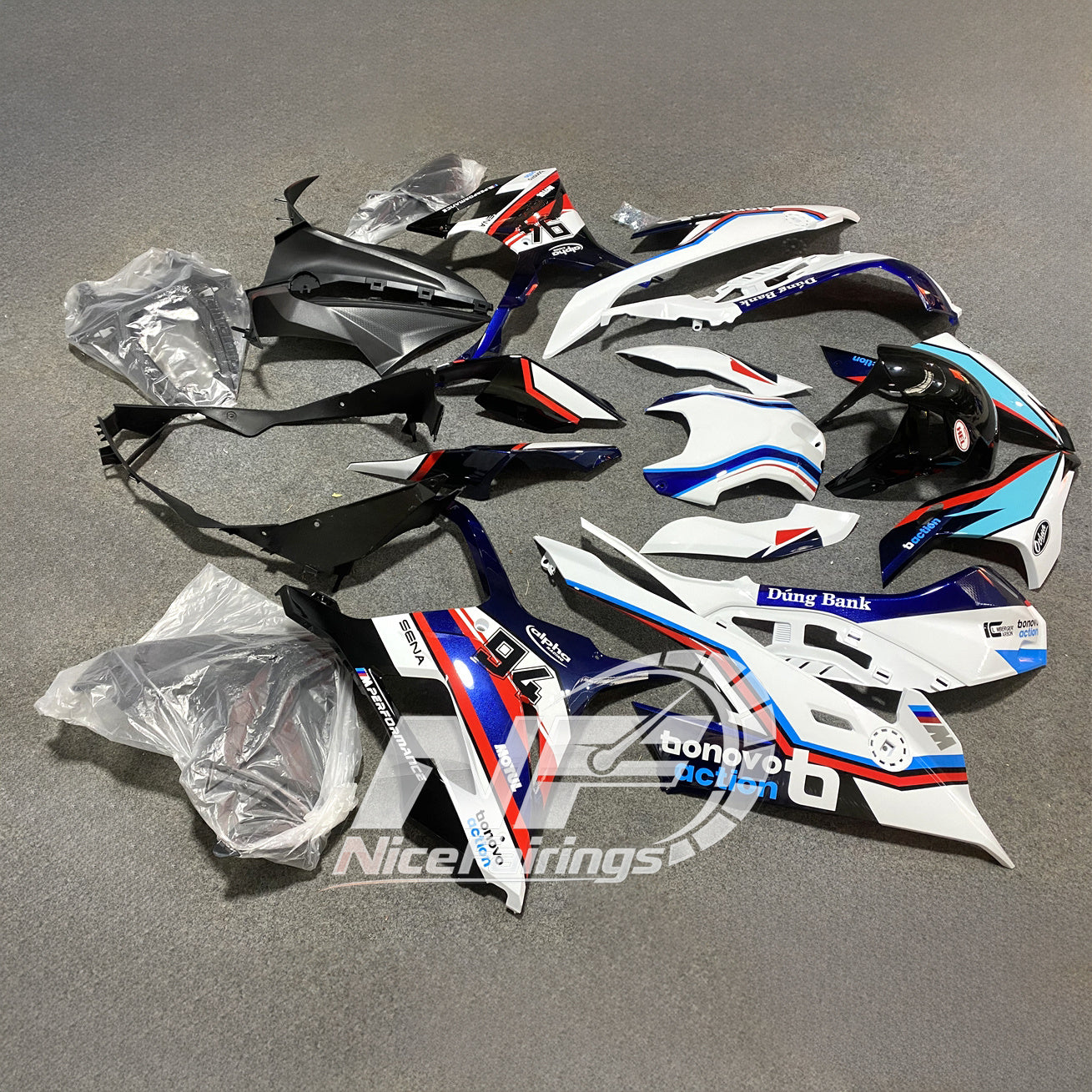 For BMW S1000RR 2019-2022 Track Edition Full Fairing Kit, Painted ABS Motorcycle Plastics | NiceFairings - rear angle image