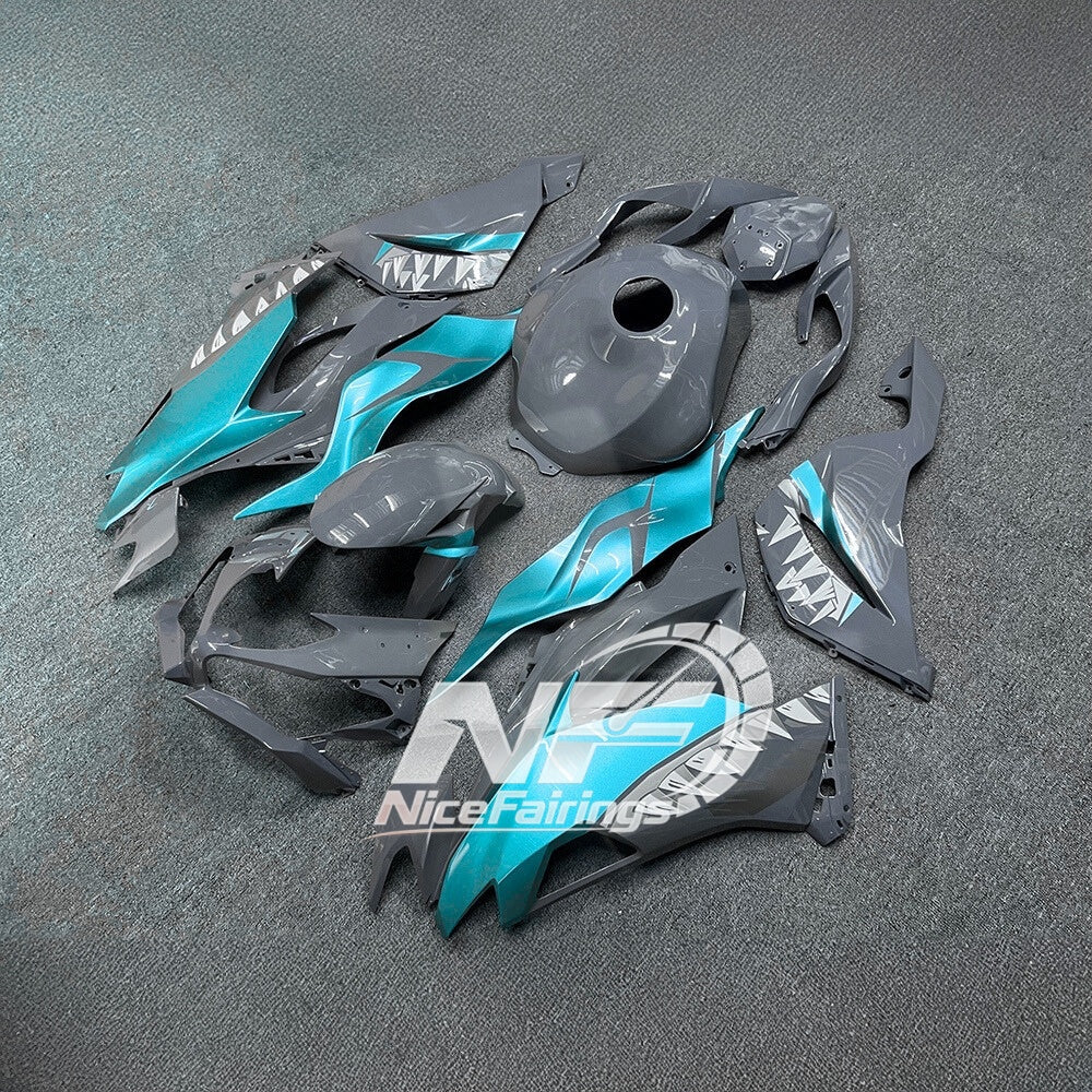For Kawasaki ZX6R 636 2019-2023 ABS Fairing Kit Green Black Premium Edition | NiceFairings - rear angle image