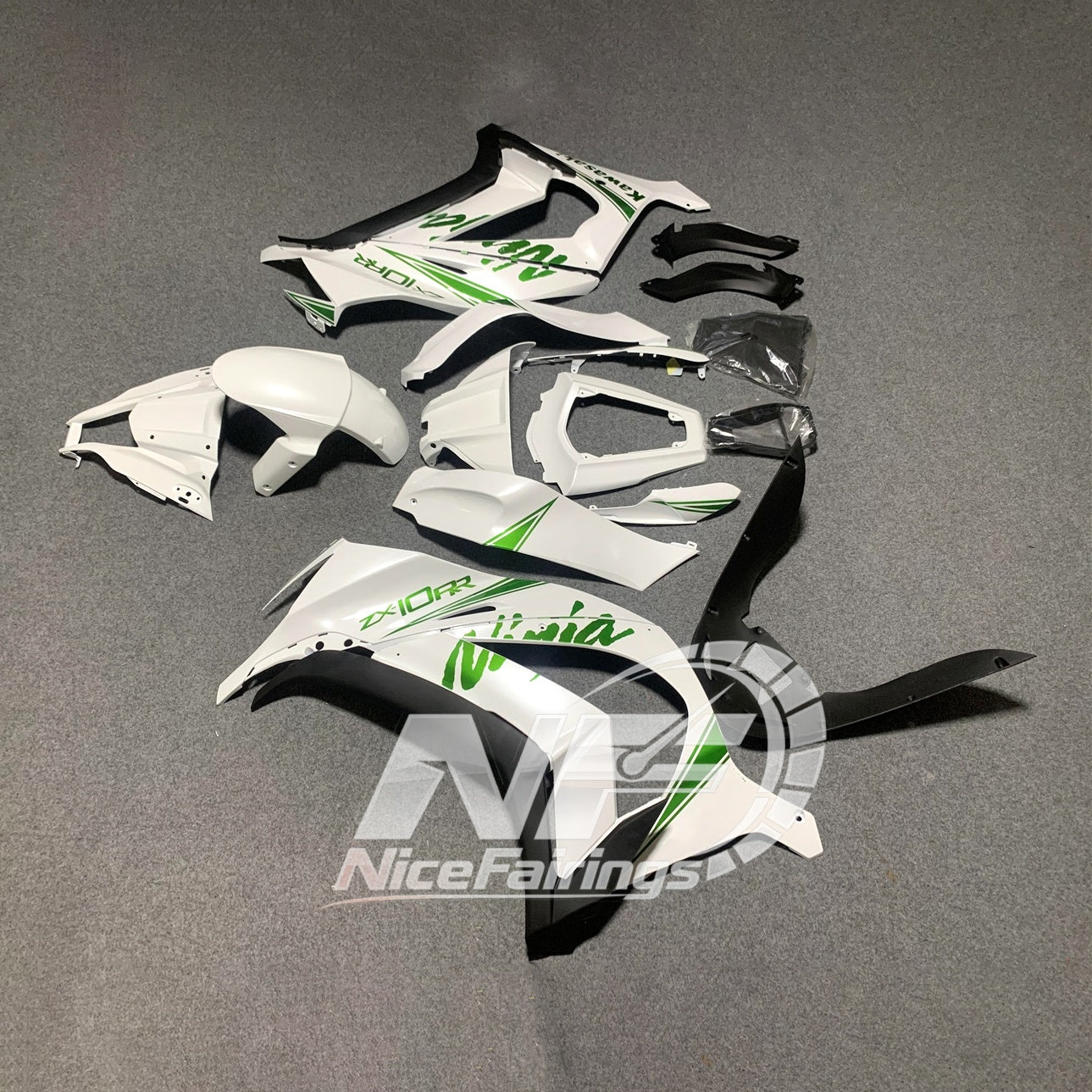 Ninja ZX10R 2011-2015 Custom Painted Replacement Plastics | NiceFairings - rear angle image