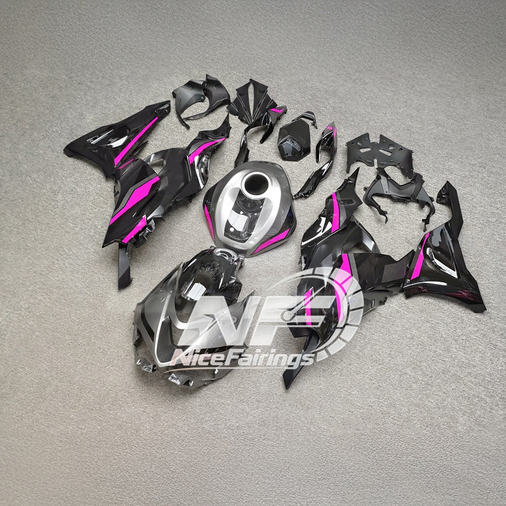 For Kawasaki ZX6R 636 2024-2025 ABS Fairing Kit Orange Black Tank Cover | NiceFairings - rear angle image
