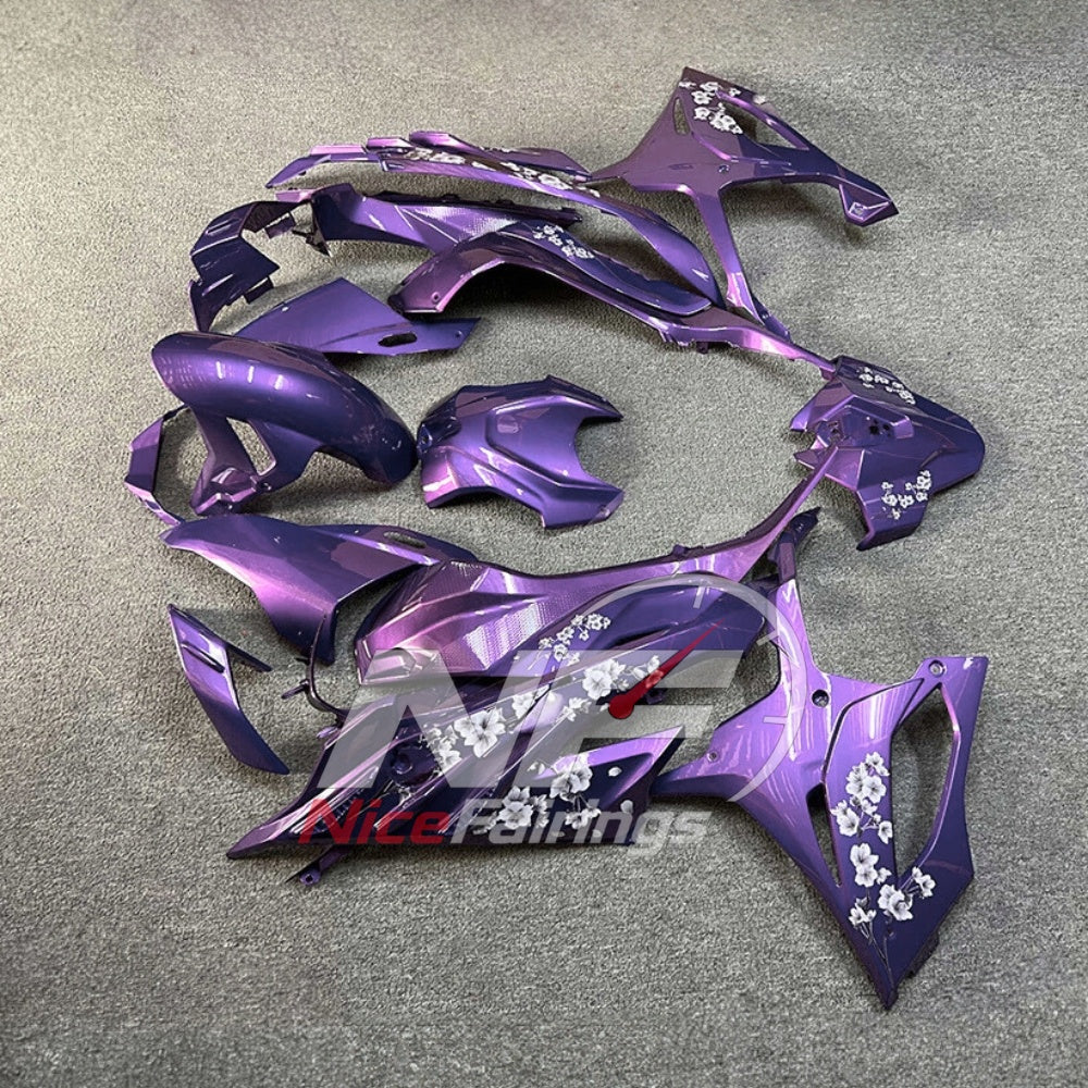 For BMW S1000RR 2023-2024 Purple Black Custom Fairings with ABS Sportbike Plastics and Full Body Kit | NiceFairings - rear angle image