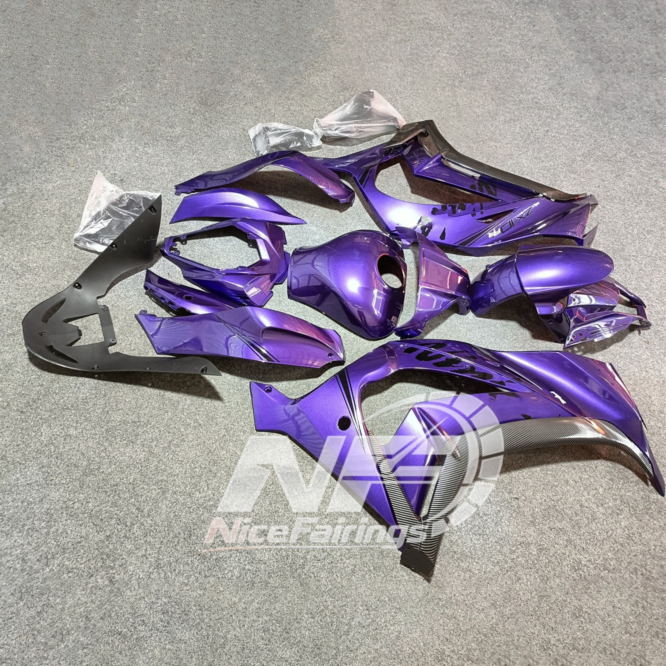 Ninja ZX10R 2011-2015 Custom Painted Replacement Plastics | NiceFairings - rear angle image