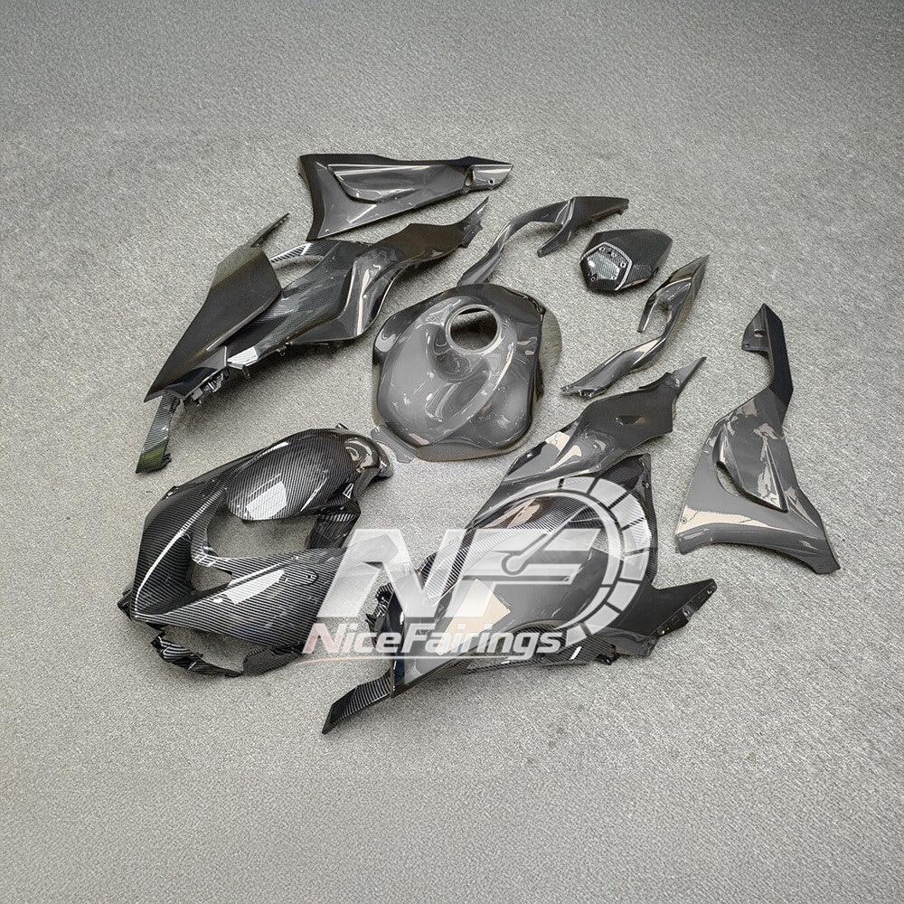 For Kawasaki ZX6R 636 Custom Painted ABS Body Kit White Blue Premium Edition | NiceFairings - rear angle image