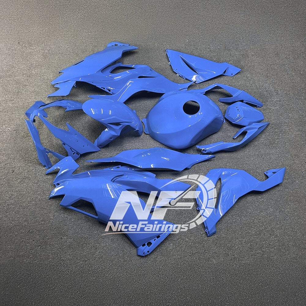 Kawasaki ZX-6R 636 2019-2023 Replacement Fairing Set Blue Silver Tank Cover | NiceFairings - rear angle image