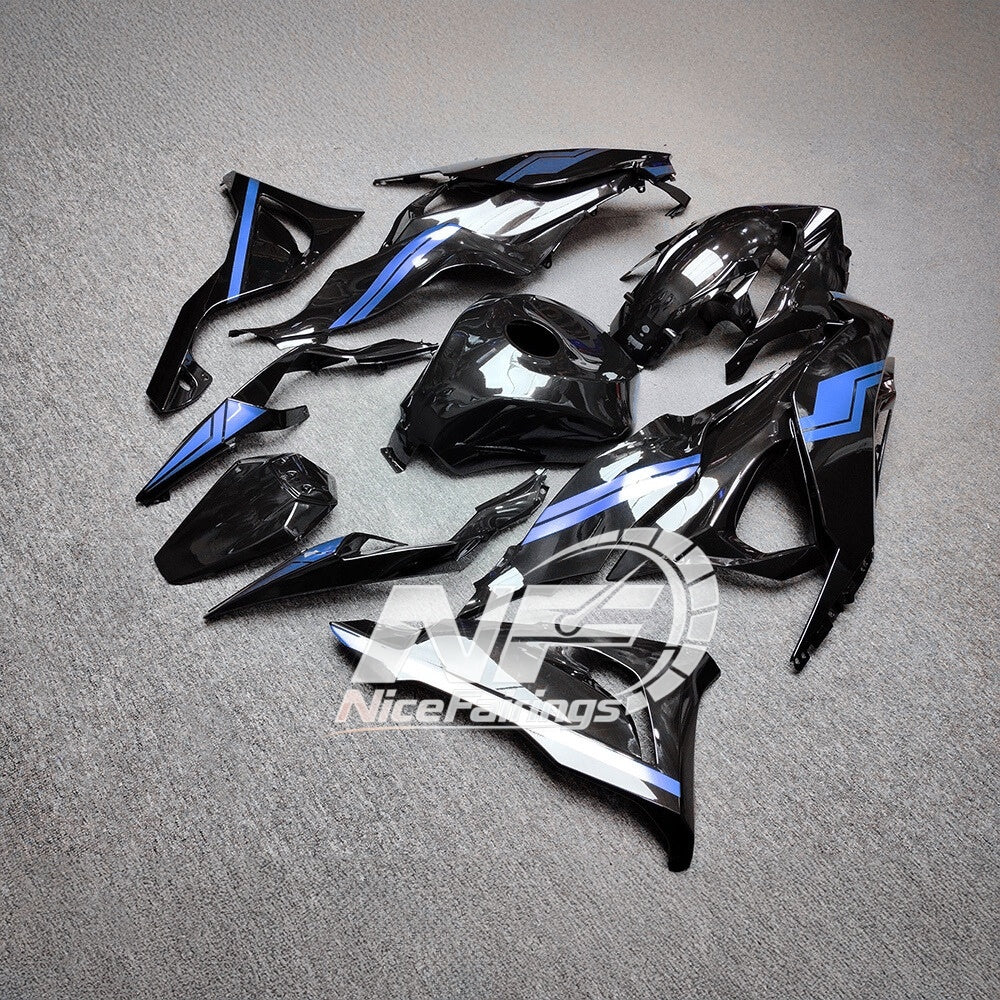 For Kawasaki ZX6R 636 Custom Painted ABS Body Kit White Blue Tank Cover | NiceFairings - rear angle image