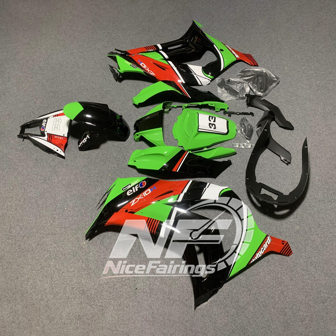 KAWASAKI ZX10R 2011-2015 Race Style Fairing Plastics | NiceFairings - rear angle image