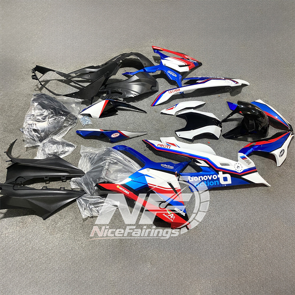 For BMW S1000RR 2019-2022 Blue Silver Custom Painted ABS Body Kit For Street Or Track | NiceFairings - rear angle image