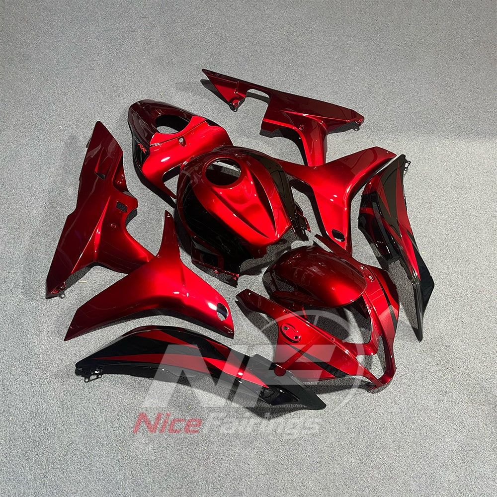 Aftermarket Red ABS Injection Fairing Kit Fits 2007-2008 Honda CBR600RR F5 | NiceFairings - side angle image