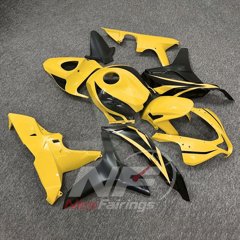Replacement Yellow ABS Motorcycle Fairings Compatible with Honda CBR600RR F5 2007-2008 | NiceFairings - side angle image