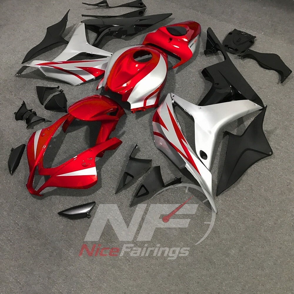 Aftermarket Red Injection-Molded Fairings Compatible with Honda CBR600RR F5 2007-2008 | NiceFairings - front angle image
