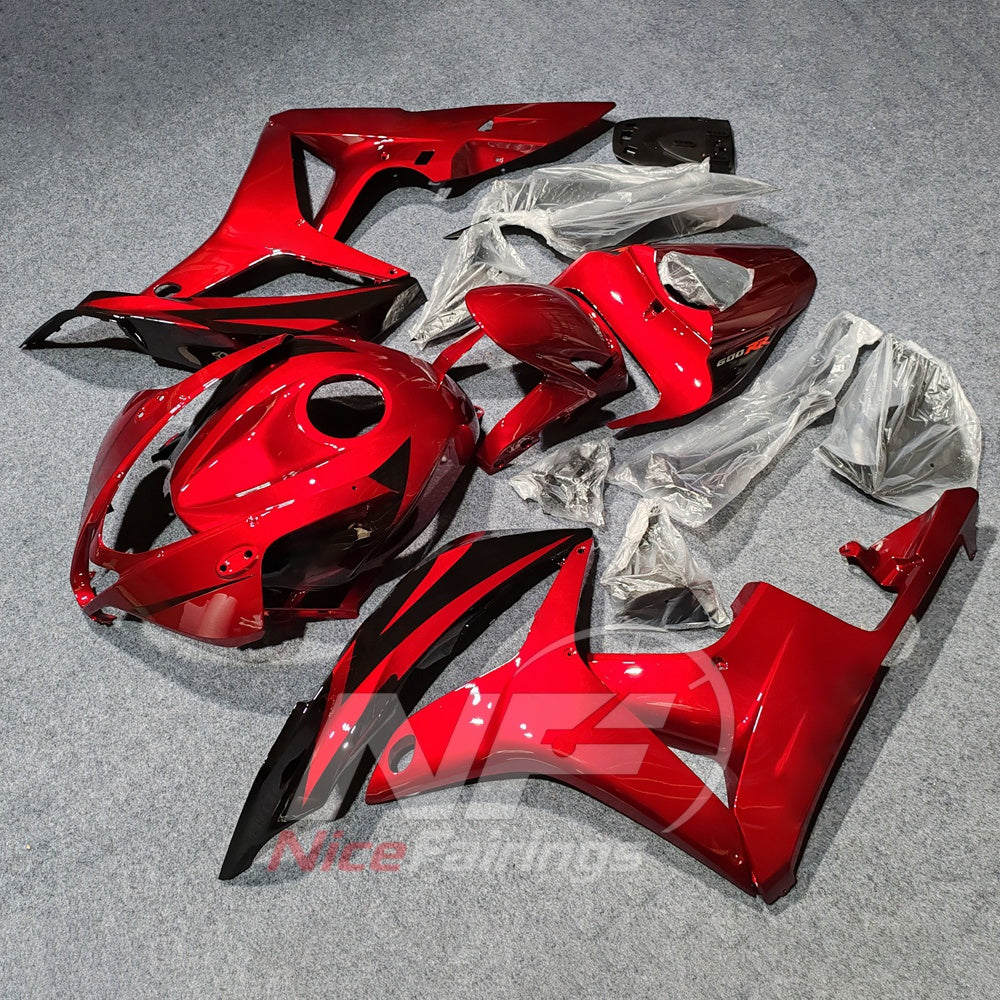 Painted Red ABS Plastic Bodywork Kit Fits Honda CBR600RR F5 2007-2008 | NiceFairings - side angle image