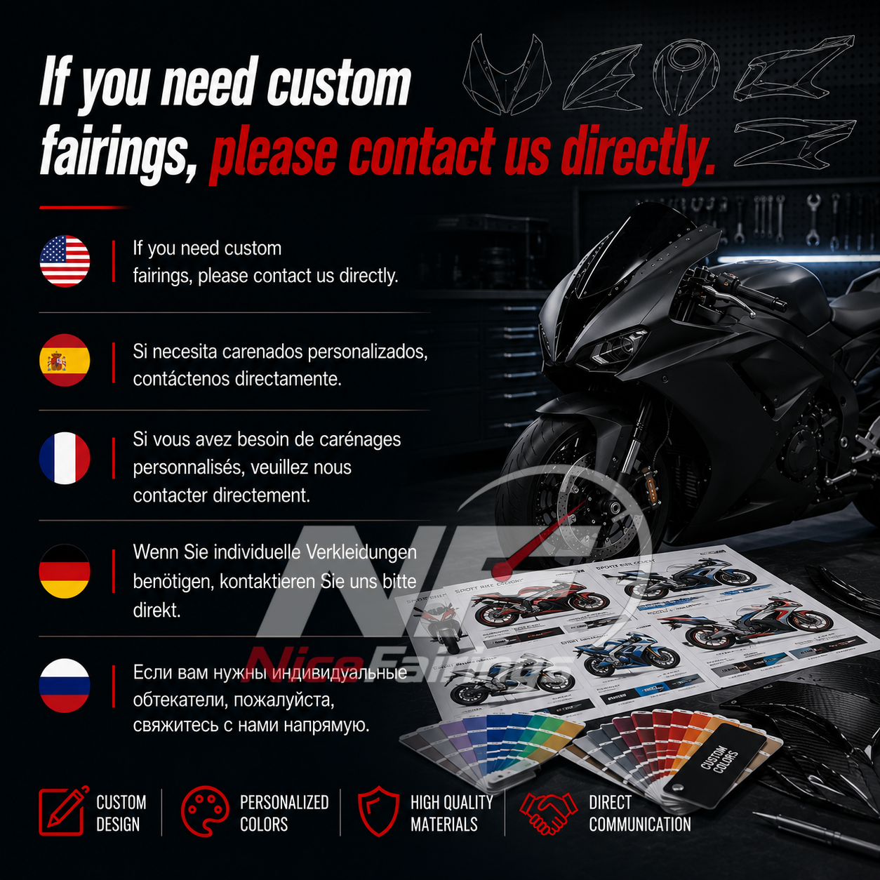 For BMW S1000RR 2023-2024 Purple Black Custom Fairings with ABS Sportbike Plastics and Full Body Kit | NiceFairings - custom design option image