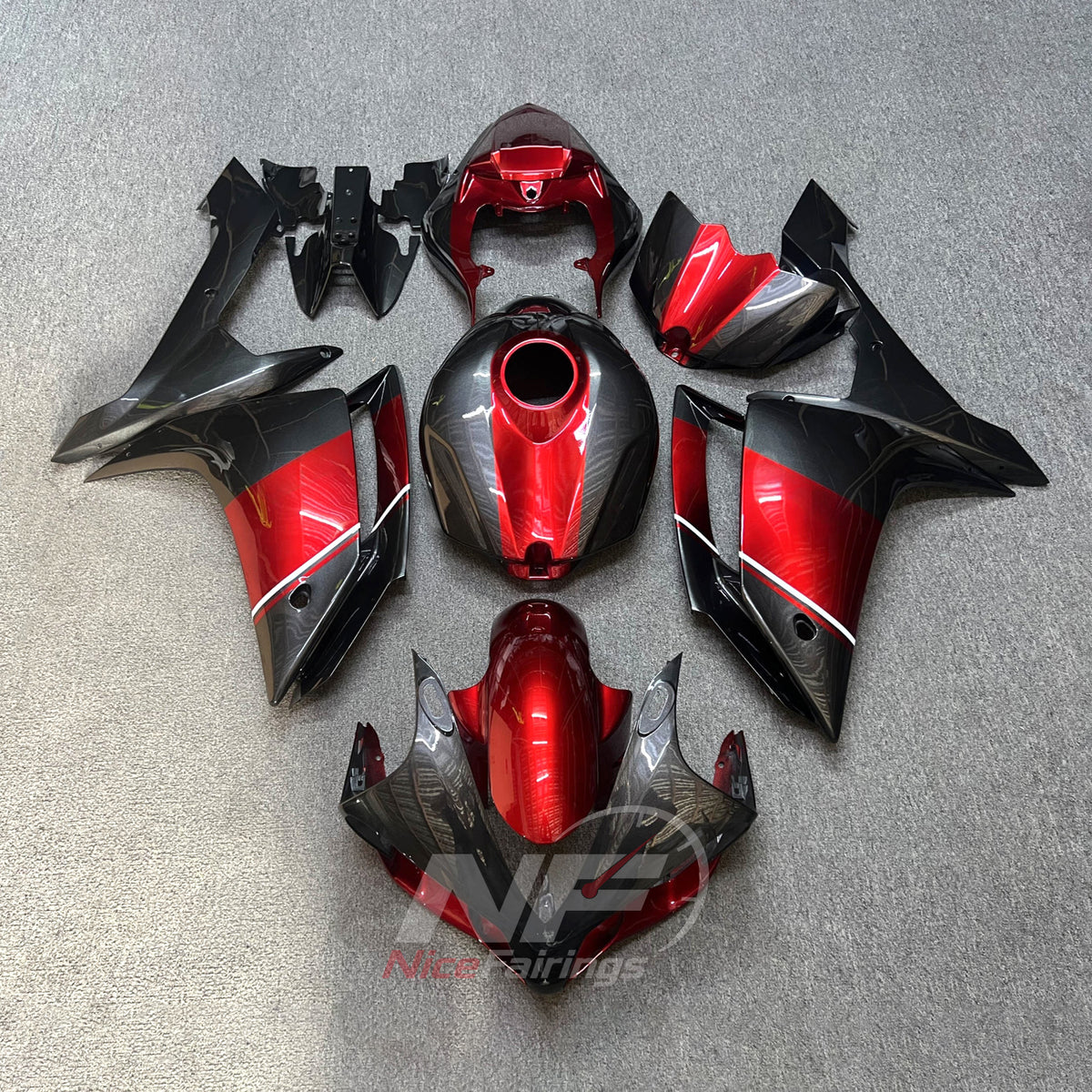 Motorcycle ABS Fairing Kit Fits YAMAHA YZF-R1 RN19 2007-2008 - Red Carbon-Style | NiceFairings - main product image