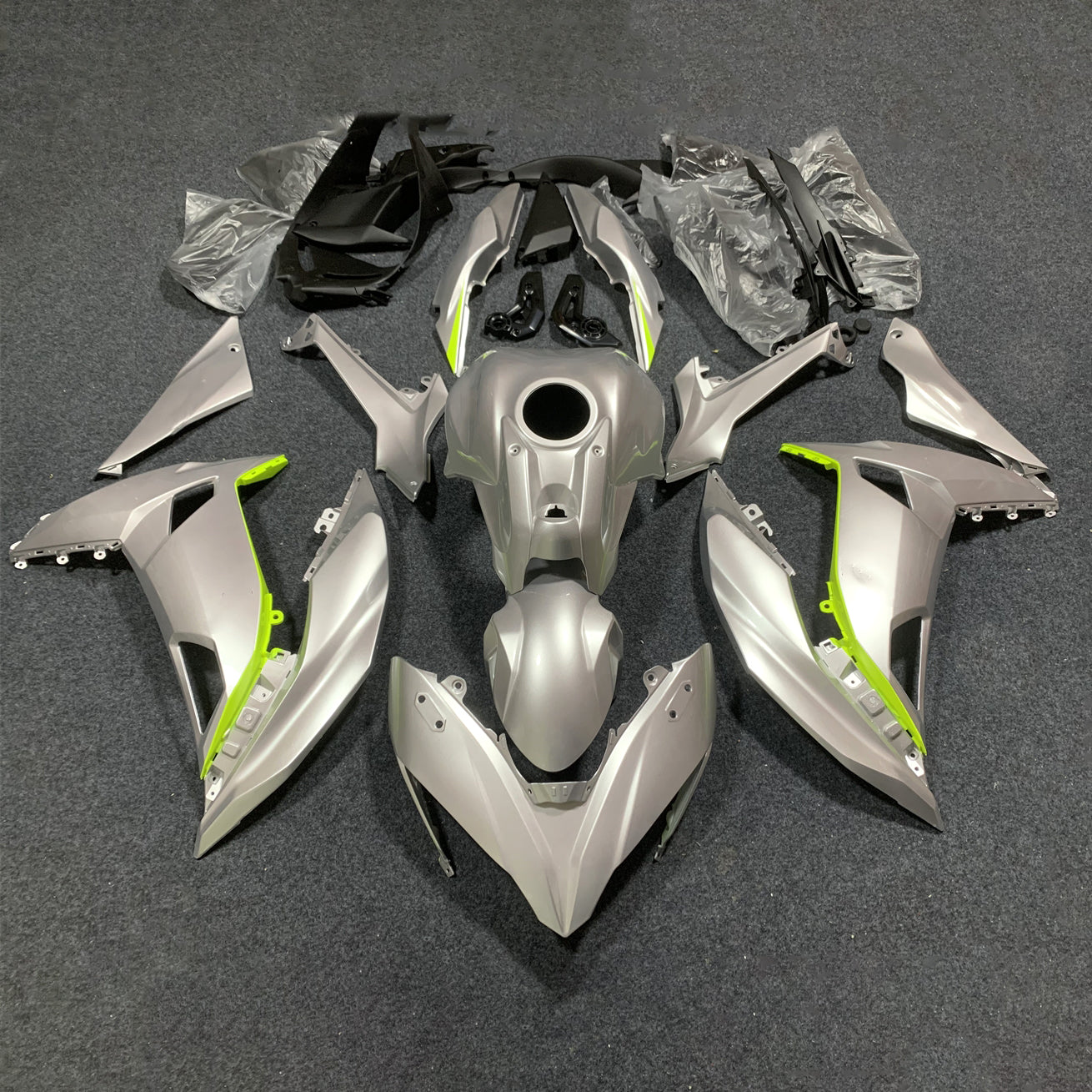 Ninja 650 2017-2019 Painted ABS Fairing Body Kit green blue tank-cover | NiceFairings - paint design NO.5 option image