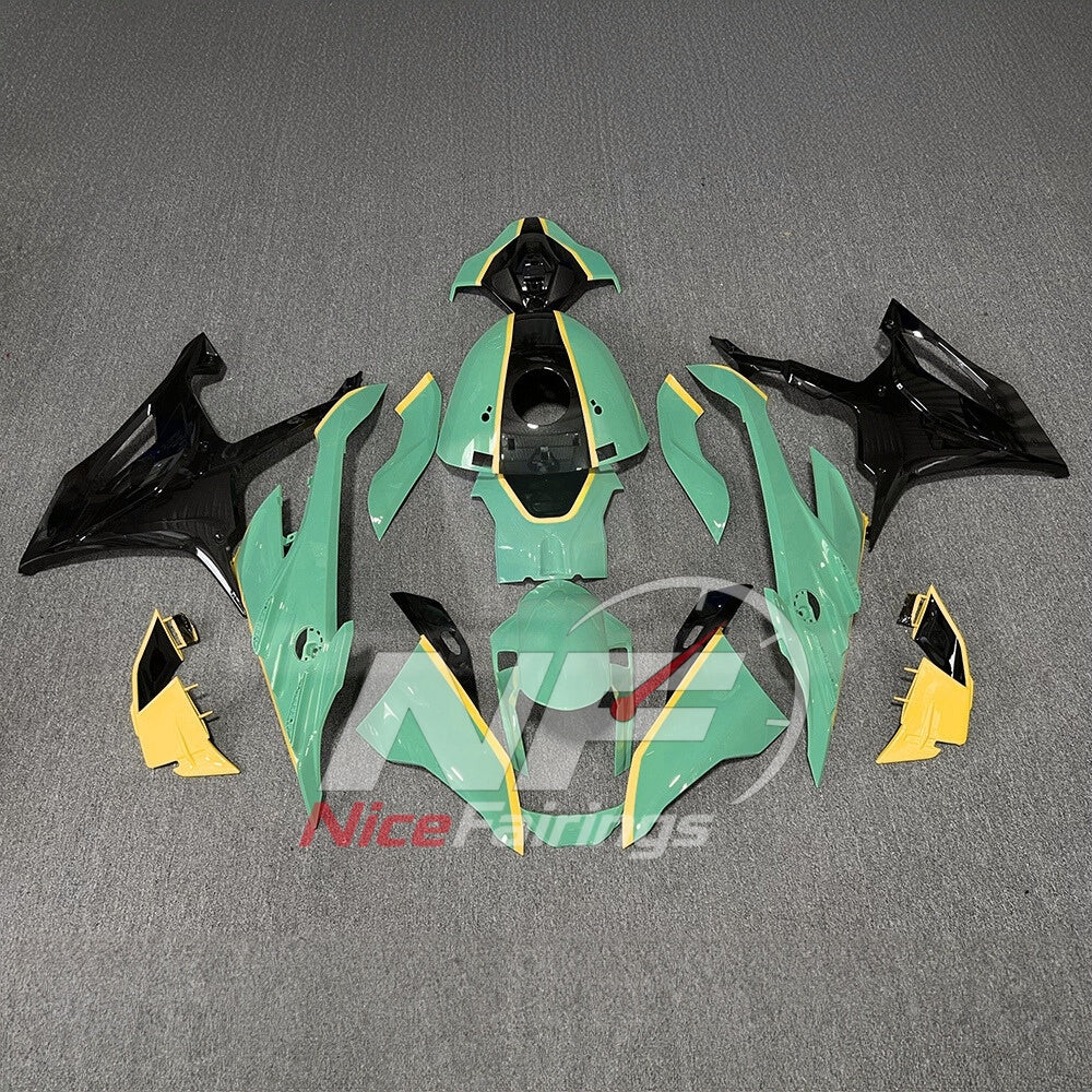 For BMW S1000RR 2023-2024 Green Black Painted ABS Fairings with Complete Replacement Bodywork | NiceFairings - paint design NO.5 option image