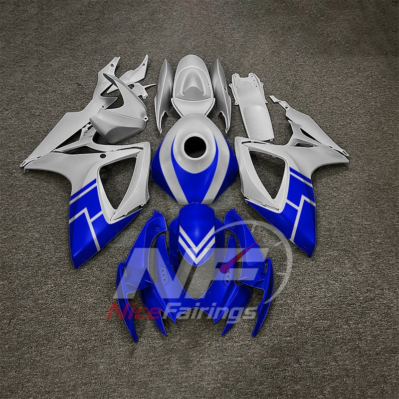 For Suzuki GSX-R600 GSX-R750 K6 2006-2007 Sportbike Fairing Set White Custom Painted Plastics | NiceFairings - paint design NO.6 option image