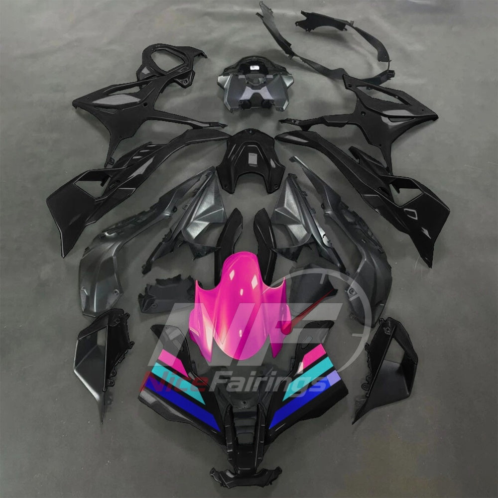 For BMW S1000RR 2025-2026 Yellow Black Sportbike Fairing Set with Custom Painted Plastics | NiceFairings - paint design NO.4 option image
