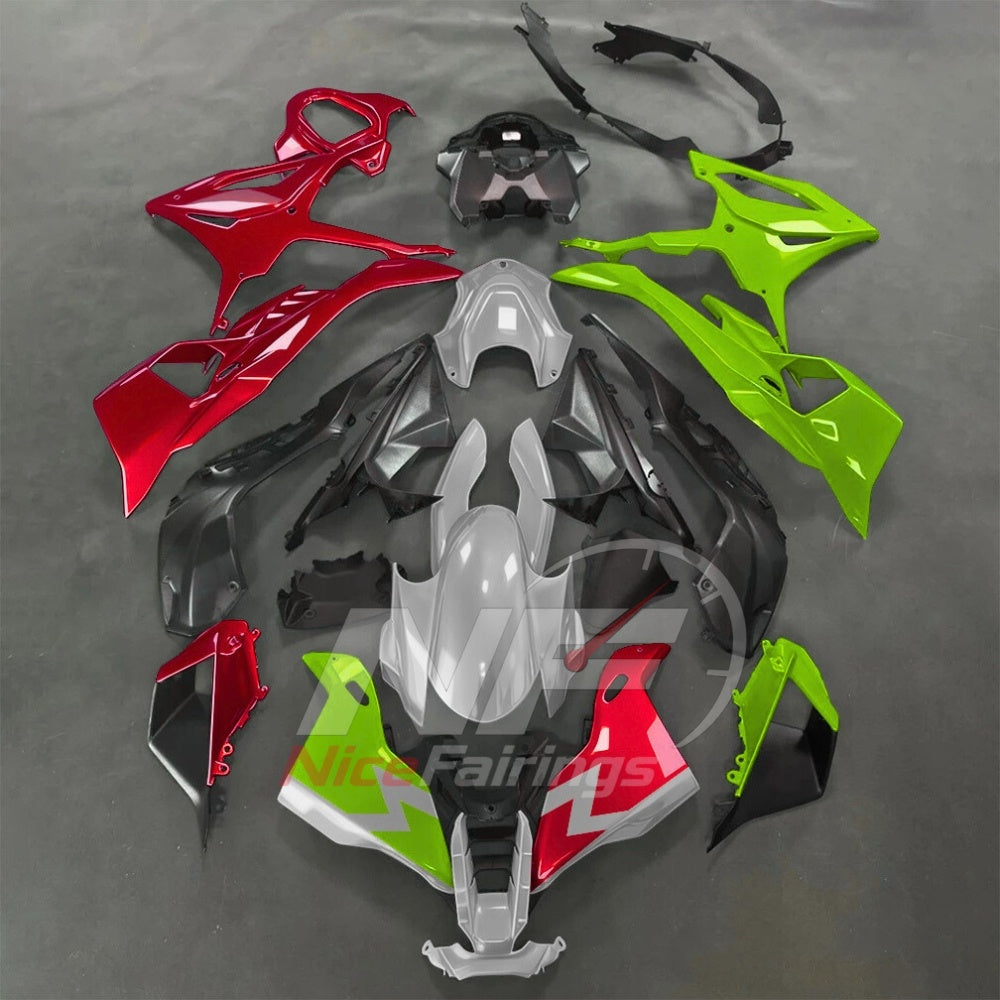 For BMW S1000RR 2025-2026 Green Black ABS Body Kit with Street and Track Fairing Panels | NiceFairings - paint design NO.5 option image